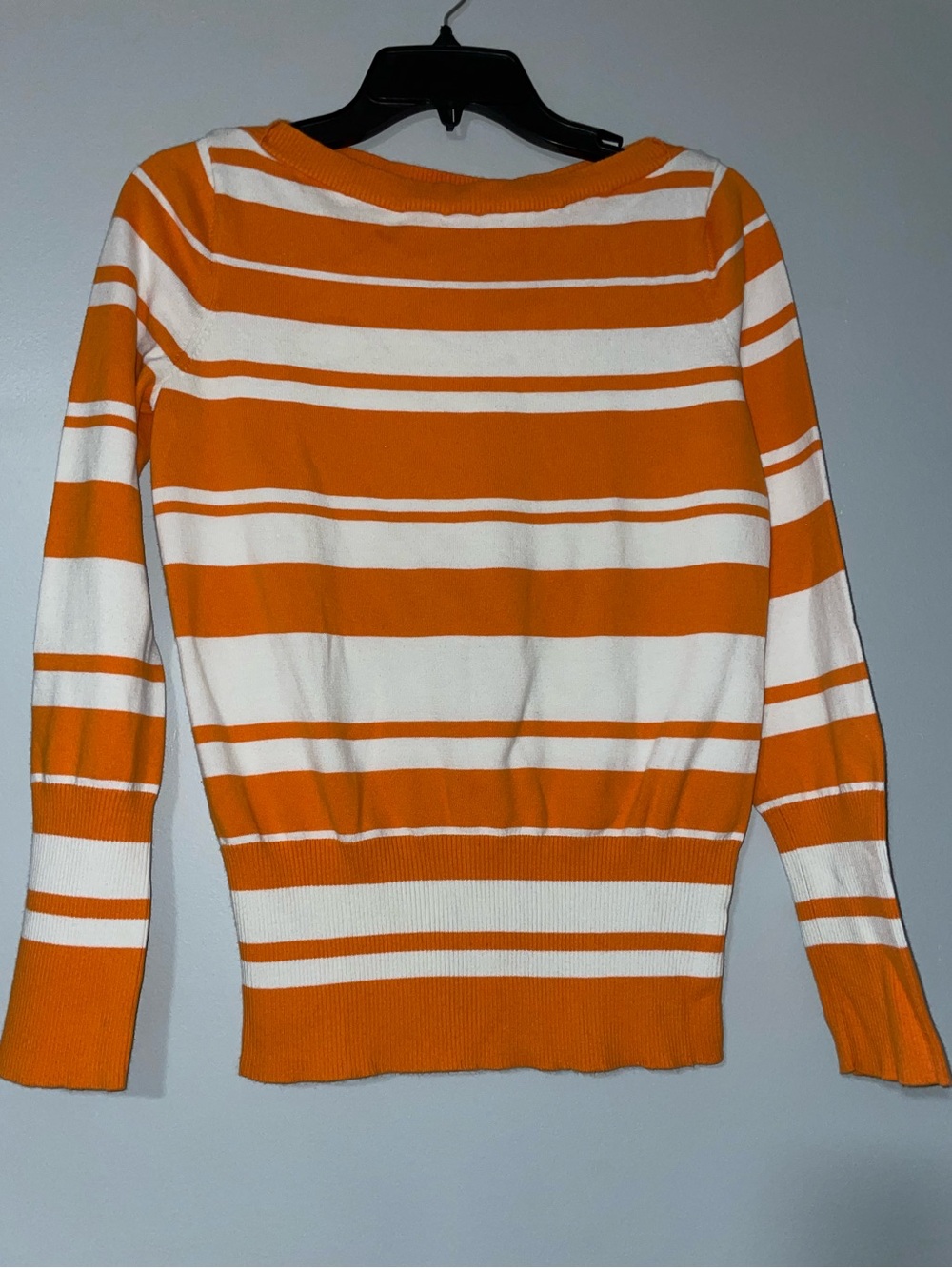 🍁Jones Orange and White Striped Women's Sweater